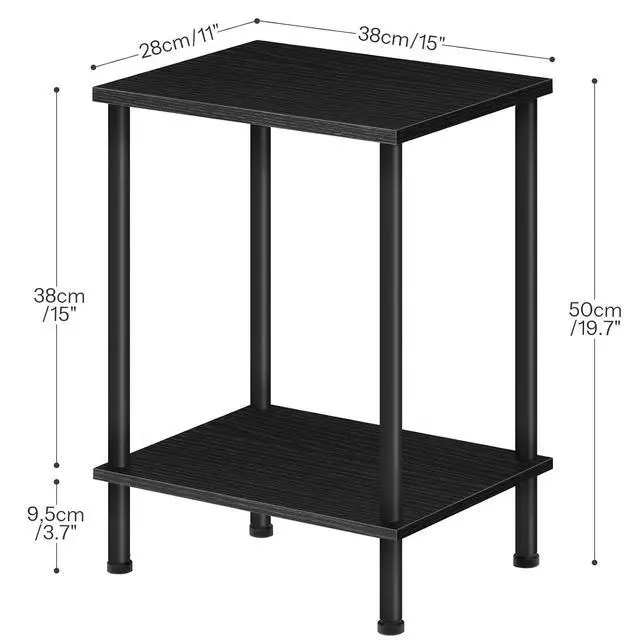 Alt view image 3 of 7 - End Table, Small Side Table, Nightstand with 2-Layer Storage Shelves, Sofa Table for Small Spaces, Living Room, Bedroom, Stable Frame, Easy Assembly, Black BB09BZ01
