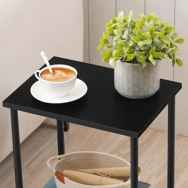 Alt view image 5 of 7 - End Table, Small Side Table, Nightstand with 2-Layer Storage Shelves, Sofa Table for Small Spaces, Living Room, Bedroom, Stable Frame, Easy Assembly, Black BB09BZ01