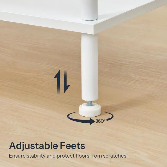 Alt view image 7 of 7 - End Table, Small Side Table, Nightstand with 2-Layer Storage Shelves, Sofa Table for Small Spaces, Living Room, Bedroom, Stable Frame, Easy Assembly, White WW09BZ01