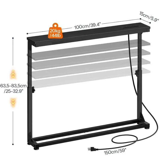 Alt view image 2 of 7 - Narrow Console Table with Charging Station, Adjustable Height Sofa Table (25''-32.9''), Slim Behind Couch Table for Small Spaces, Entryway, Living Room, 39.4" Black BB95UXG01