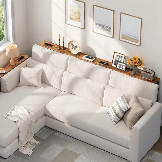 Alt view image 2 of 7 - Narrow Console Table Set of 2 with Charging Station, Adjustable Height Sofa Table (25''-32.9''), Slim Behind Couch Table for Small Spaces, Entryway, Living Room, 78.8" Rustic Brown BF95UXGP201