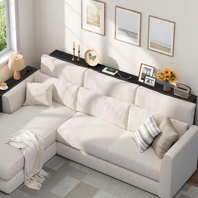 Alt view image 2 of 7 - Narrow Console Table Set of 2 with Charging Station, Adjustable Height Sofa Table (25''-32.9''), Slim Behind Couch Table for Small Spaces, Entryway, Living Room, 78.8" Black BB95UXGP201