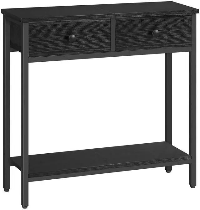 Main image of 29.5" Narrow Console Table with 2 Fabric Drawers, Small Entryway Table with 2-Tier Storage Shelves, Sofa Table, Behind Couch Table, for Living Room, Hallway, Black BB71XG01