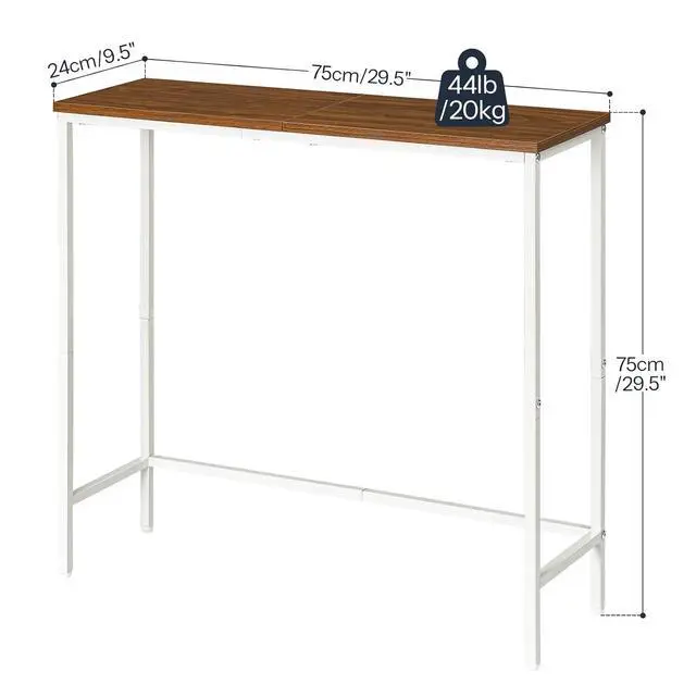 Alt view image 3 of 7 - Narrow Console Table, 29.5" Small Entryway Table, Thin Sofa Table, Side Table, Display Table, for Hallway, Bedroom, Living Room, Foyer, White and Walnut WH75XG01