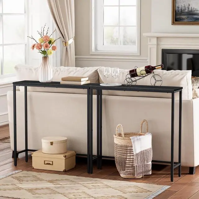 Alt view image 2 of 7 - 2 Pack Narrow Console Table, 29.5" Small Entryway Table, Thin Long Sofa Side Display Table, for Hallway, Bedroom, Living Room, Foyer, Black BK75XGP201