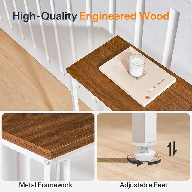 Alt view image 6 of 7 - Narrow Console Table, 29.5" Small Entryway Table, Thin Sofa Table, Side Table, Display Table, for Hallway, Bedroom, Living Room, Foyer, White and Walnut WH75XG01
