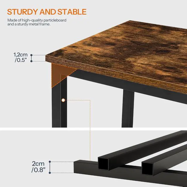 Alt view image 7 of 7 - End Table with Charging Station, Narrow Side Table with 2 Drawer & USB Ports & Power Outlets, Nightstand for Small Spaces, for Living Room, Bedroom, Rustic Brown and Black BF541BZ01