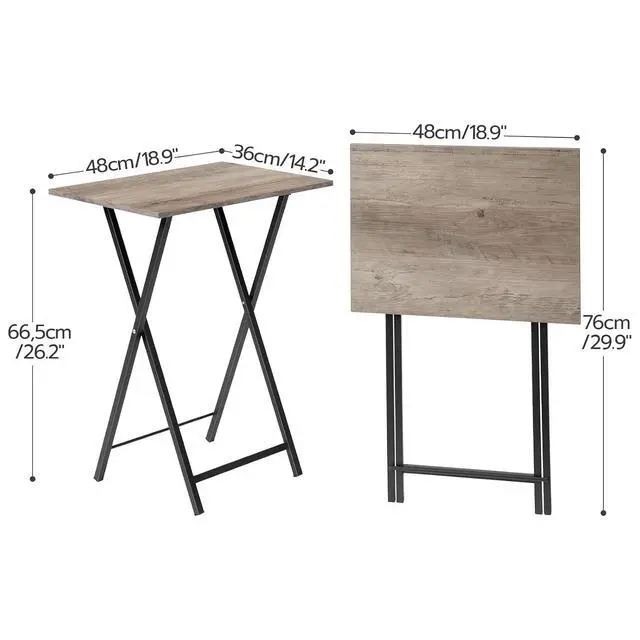 Alt view image 3 of 7 - Folding TV Table, TV Tray, Stable Snack Table for Small Space, Portable Sofaside Desk, Easy Assembly and Storage, Ideal for Snacks and Meals in Living Room, Greige and Black BG15BZ01