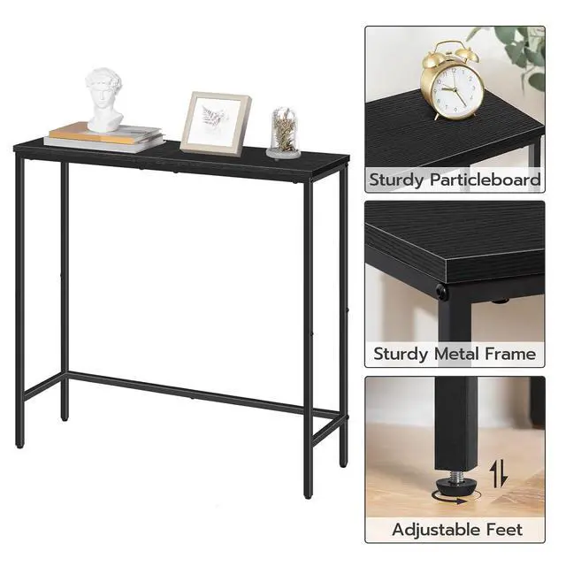 Alt view image 6 of 7 - 2 Pack Narrow Console Table, 29.5" Small Entryway Table, Thin Long Sofa Side Display Table, for Hallway, Bedroom, Living Room, Foyer, Black BK75XGP201