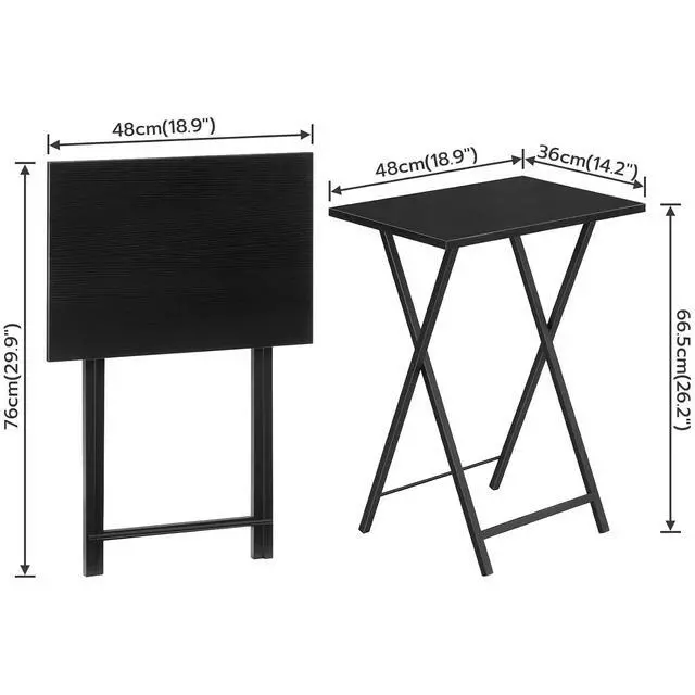 Alt view image 3 of 7 - Folding TV Tray Table, Stable Snack Table for Small Space, Portable Sofa Side Table, Easy Assembly and Storage, Ideal for Snacks and Meals in Living Room, Black BK15BZ01