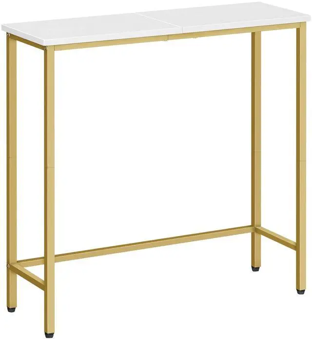 Main image of Narrow Console Table, 29.5" Small Entryway Table, Thin Sofa Table, Side Table, Display Table, for Hallway, Bedroom, Living Room, Foyer, White and Gold DW75XG01