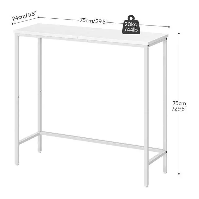Alt view image 3 of 7 - Narrow Console Table, 29.5" Small Entryway Table, Thin Sofa Table, Side Table, Display Table, for Hallway, Bedroom, Living Room, Foyer, White WW75XG01