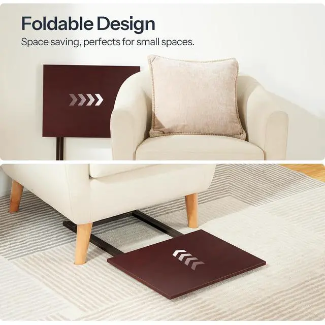 Alt view image 6 of 7 - Folding TV Tray Tables, Set of 2 Side Table for Small Space, Industrial Snack Tables for Eating at Couch, Stable Metal Frame, Easy Assembly, Space Saving, Brown BR25BZ01
