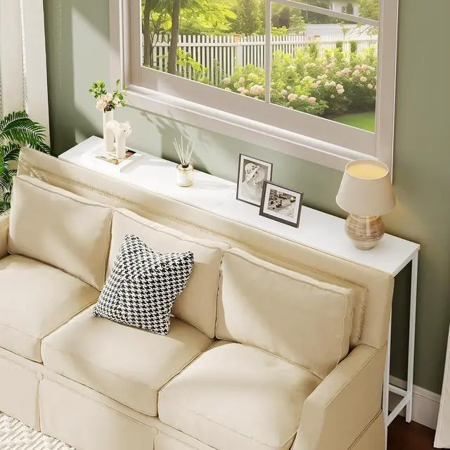 Alt view image 7 of 7 - Narrow Console Table, 29.5" Small Entryway Table, Thin Sofa Table, Side Table, Display Table, for Hallway, Bedroom, Living Room, Foyer, White WW75XG01