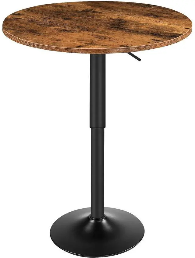 Main image of Bar Table, Height-Adjustable Round Pub Table 27-35.4 Inches with Sturdy Base, Modern Style, Easy to Assemble, Suitable for Small Space, Rustic and Black BF58BT01G1