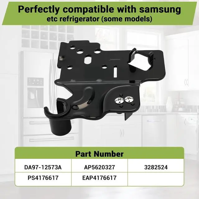 Alt view image 3 of 7 - DA97-12573A Upper Left Hinge Assembly Compatible with samsung RF28HMEDBSR RF28HDEDBSR RF28HMEDBBC RF28HMEDBWW etc Refrigerator (some Models), Replace Number: 3282524 AP5620327 PS4176617 EAP4176617 etc
