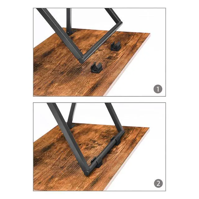 Alt view image 7 of 7 - Folding TV Tray Tables, Set of 2 Side Table for Small Space, Industrial Snack Tables for Eating at Couch, Stable Metal Frame, Easy Assembly, Space Saving, Rustic Brown and Black BF25BZ01