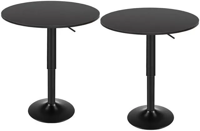 Main image of 2 Pcs Bar Table, Height-Adjustable Round Pub Table 27-35.4 Inches with Sturdy Base, Modern Style Bar Table Easy Assembly with Metal Base for Pub, Party and Small Places, Black BK58BTP201G1N1