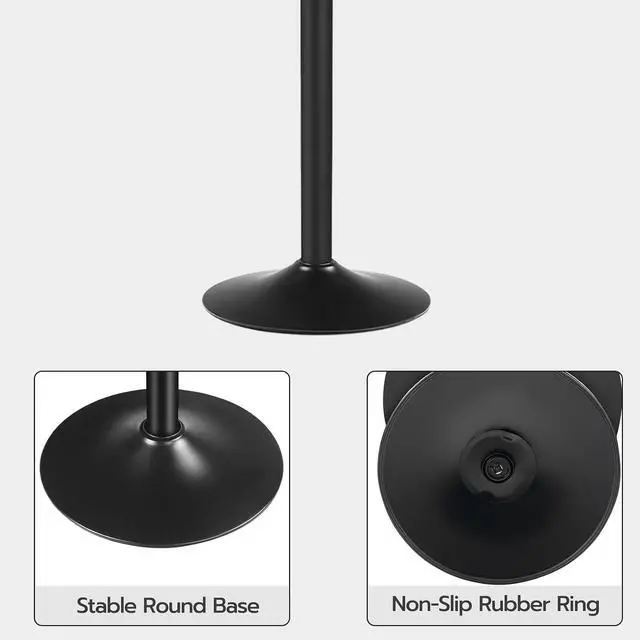 Alt view image 7 of 7 - 2 Pcs Bar Table, Height-Adjustable Round Pub Table 27-35.4 Inches with Sturdy Base, Modern Style Bar Table Easy Assembly with Metal Base for Pub, Party and Small Places, Black BK58BTP201G1N1