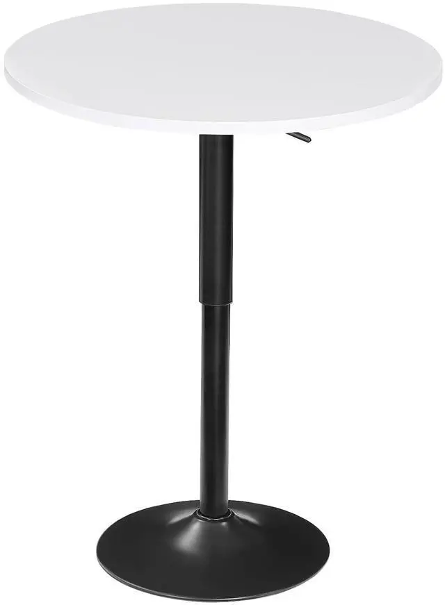 Main image of Bar Table, Height-Adjustable Round Pub Table 27-35.4 Inches with Sturdy Base, Modern Style, Easy to Assemble, Suitable for Small Space, White BW58BT01G1