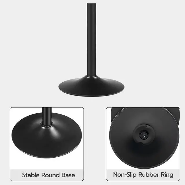 Alt view image 6 of 7 - Bar Table, Height-Adjustable Round Pub Table 27-35.4 Inches, Cocktail Table with Sturdy Base, Modern Style, Easy to Assemble, Suitable for Small Space, Black BK58BT01G1