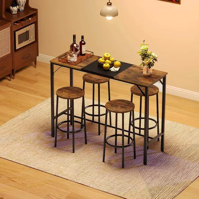 Alt view image 2 of 7 - Bar Table, 47.1" Rectangular Pub Table, Tall Counter Height, Long Bar Height Table for Small Space, Sturdy and Durable, Easy to Assmble, Rustic Brown BF12BT01