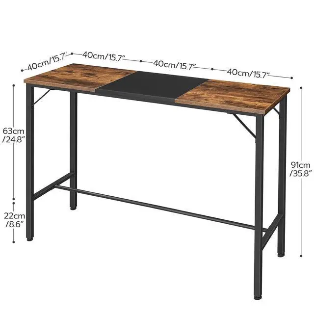 Alt view image 3 of 7 - Bar Table, 47.1" Rectangular Pub Table, Tall Counter Height, Long Bar Height Table for Small Space, Sturdy and Durable, Easy to Assmble, Rustic Brown BF12BT01