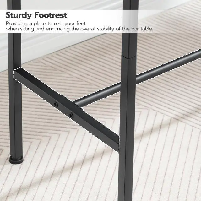 Alt view image 6 of 7 - Bar Table, 47.1" Rectangular Pub Table, Tall Counter Height, Long Bar Height Table for Small Space, Sturdy and Durable, Easy to Assmble, Rustic Brown BF12BT01