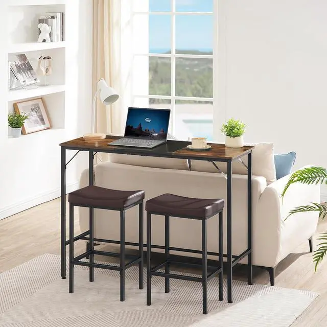 Alt view image 4 of 7 - Bar Table, 47.1" Rectangular Pub Table, Tall Counter Height, Long Bar Height Table for Small Space, Sturdy and Durable, Easy to Assmble, Rustic Brown BF12BT01