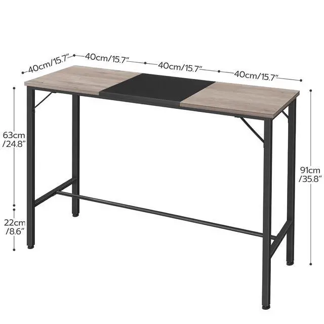 Alt view image 3 of 7 - Bar Table - 47.1" Rectangular Pub Table, Tall Counter Height, Long Bar Height for Small Spaces, Narrow High Top, Sturdy and Durable, Easy to Assemble, Greige BG12BT01