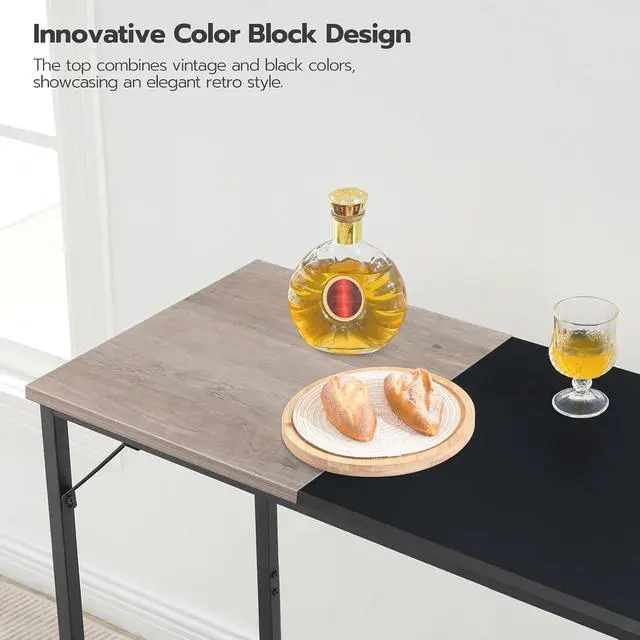 Alt view image 7 of 7 - Bar Table - 47.1" Rectangular Pub Table, Tall Counter Height, Long Bar Height for Small Spaces, Narrow High Top, Sturdy and Durable, Easy to Assemble, Greige BG12BT01
