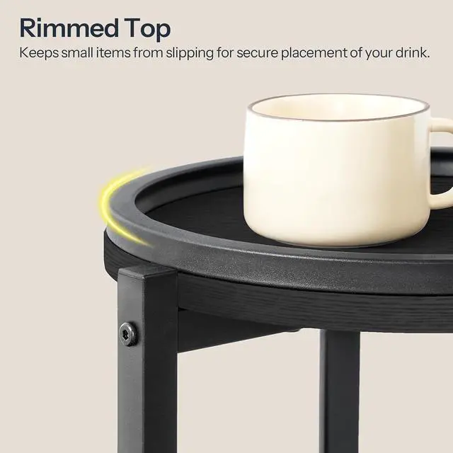 Alt view image 7 of 7 - Small Round Side Table, 3-Tier Tall Coffee Drink Table for Sofa Couch, 28.7" H Slim Nightstand, Circle Accent End Table for Living Room, Corner, Bedroom, Black BB182BZ01