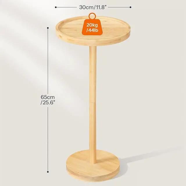 Alt view image 3 of 7 - Small Round Side Table, Bamboo Drink Table, Coffee Martini Table with Pedestal Accent for Small Spaces in Living Room, Bedroom, Sofa Couch, Natural YL235BZ01