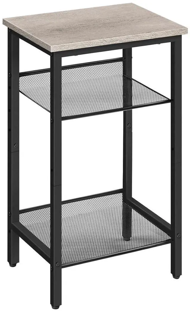 Main image of Tall Side Table, 3-Tier Telephone End Table with Adjustable Mesh Shelves, Small Entryway Table with Storage, Small Nightstand for Living Room, Bedroom, Hallway, Office, Greige BG01DH01G1