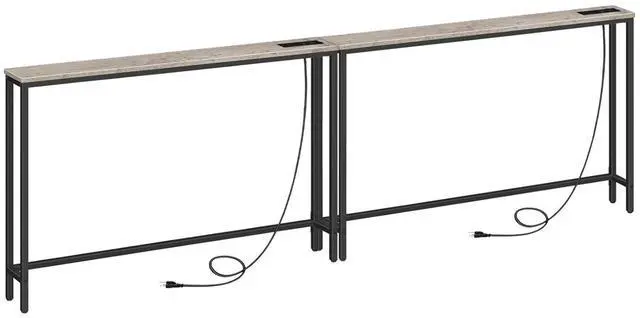 Main image of 2 Pack 47.2" Narrow Console Table with Power Outlets, 5.9" Behind Couch Table with Charging Station, Extra Long Sofa Table, Skinny Entryway Table for Living Room, Hallway, Greige BG15XGP201G1
