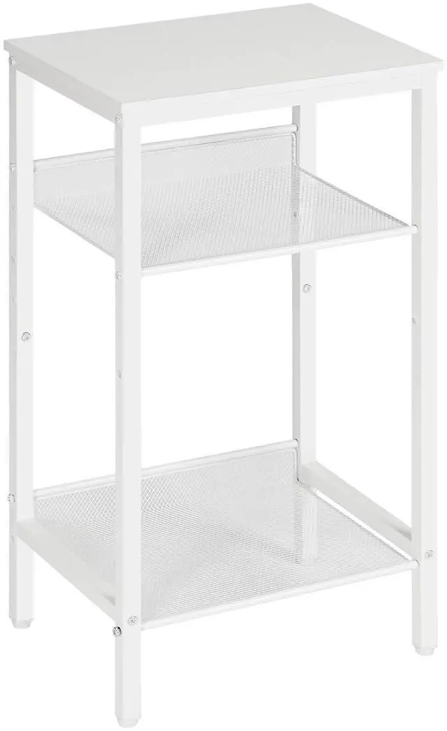 Main image of Tall Side Table, 3-Tier Telephone End Table with Adjustable Mesh Shelves, Small Entryway Table with Storage, Small Nightstand for Living Room, Bedroom, Hallway, Office, White WW01DH01G1