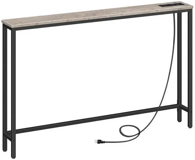 Main image of 47.2" Narrow Console Table with Power Outlets, 5.9" Behind Couch Table with Charging Station, Narrow Sofa Table, Long Entryway Table for Living Room, Hallway, Foyer, Greige BG15XG01G1