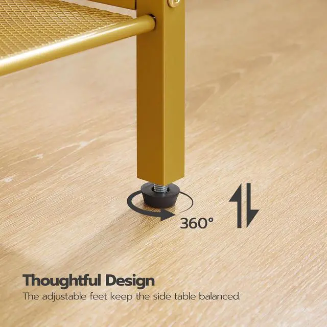 Alt view image 7 of 7 - Tall Side Table, 3-Tier Telephone End Table with Adjustable Mesh Shelves, Small Entryway Table with Storage, Small Nightstand for Living Room, Bedroom, Hallway, White and Gold DW01DH01G1
