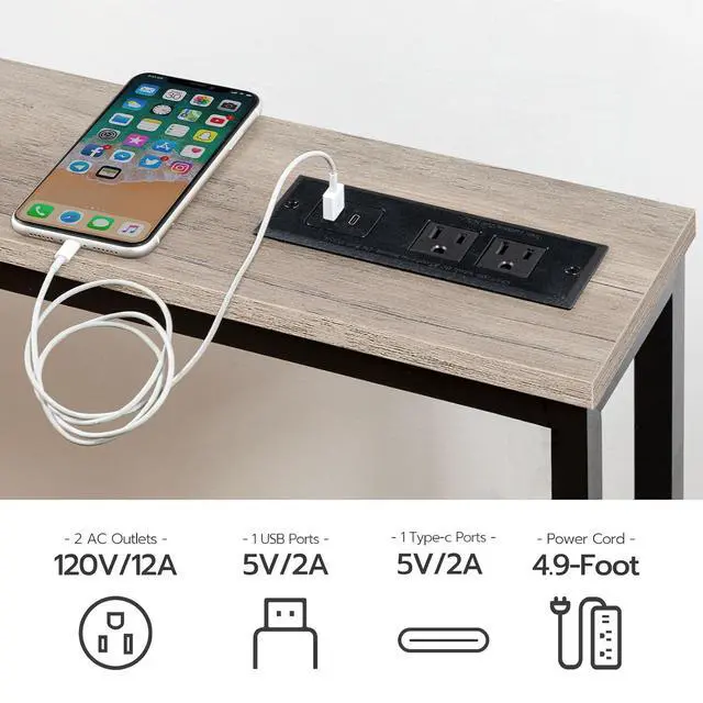 Alt view image 5 of 7 - 47.2" Narrow Console Table with Power Outlets, 5.9" Behind Couch Table with Charging Station, Narrow Sofa Table, Long Entryway Table for Living Room, Hallway, Foyer, Greige BG15XG01G1