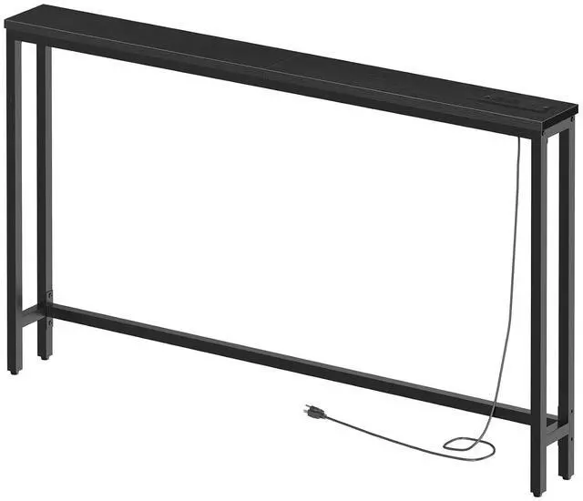 Main image of 55.1" Narrow Console Table with Power Outlets, 5.9" Behind Couch Table with Charging Station, Long Sofa Table, Skinny Entryway Table for Living Room, Hallway, Foyer, Black BB145UXG01