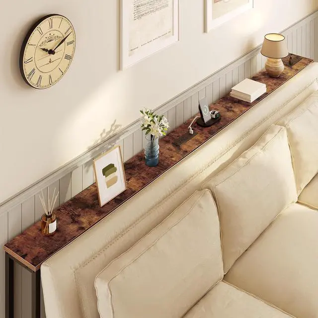 Alt view image 4 of 7 - 47.2" Narrow Console Table with Power Outlet, 5.9" Behind Couch Table with Charging Station, Long Sofa Side Table, Skinny Entryway Table for Living Room, Hallway, Foyer, Rustic Brown BF15XG01G1