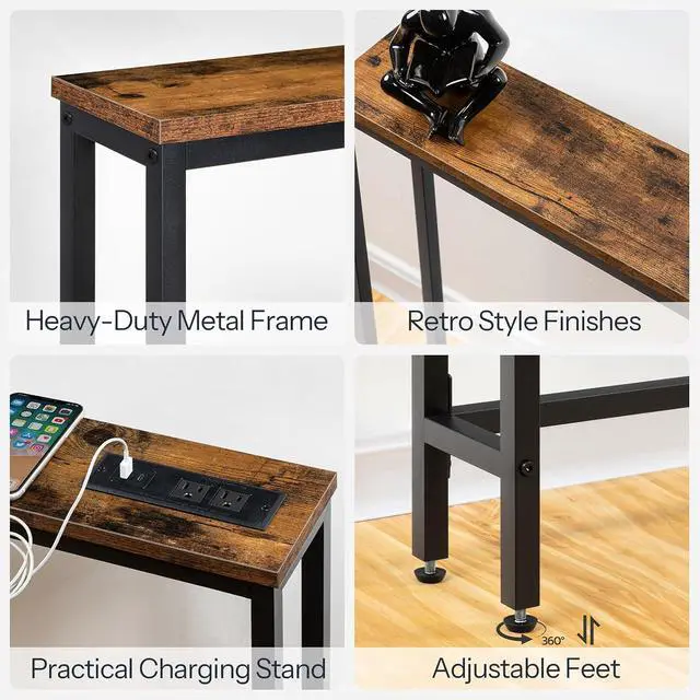 Alt view image 7 of 7 - 47.2" Narrow Console Table with Power Outlet, 5.9" Behind Couch Table with Charging Station, Long Sofa Side Table, Skinny Entryway Table for Living Room, Hallway, Foyer, Rustic Brown BF15XG01G1