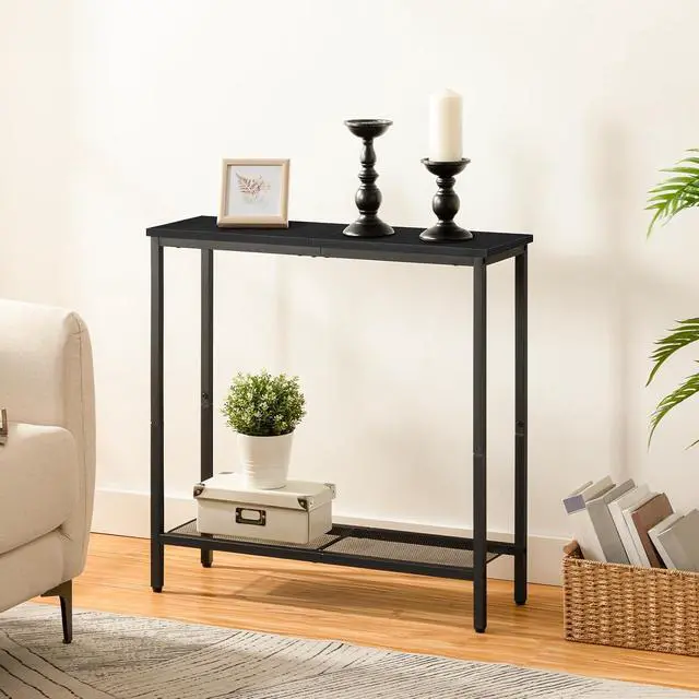 Alt view image 6 of 7 - 29.5" Narrow Console Table, Small Entryway Table with Shelf, 2 Tier Thin Sofa Table, Behind Couch Table, Side Table, for Hallway, Living Room, Bedroom, Black BB74XG01