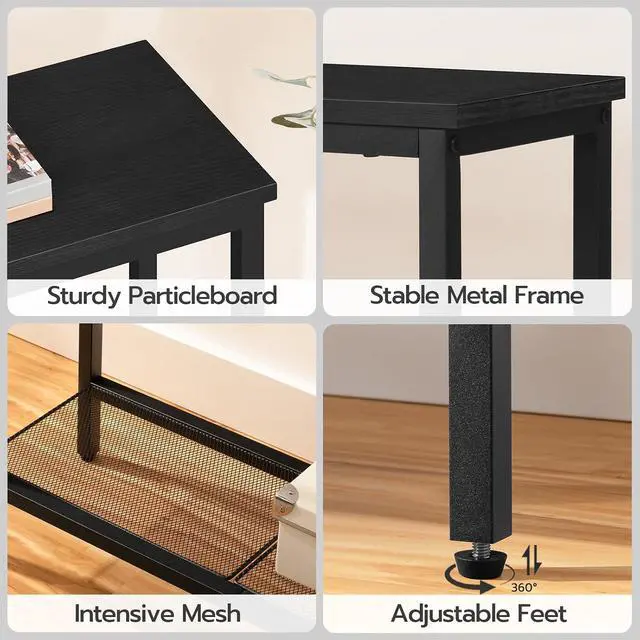 Alt view image 7 of 7 - 29.5" Narrow Console Table, Small Entryway Table with Shelf, 2 Tier Thin Sofa Table, Behind Couch Table, Side Table, for Hallway, Living Room, Bedroom, Black BB74XG01