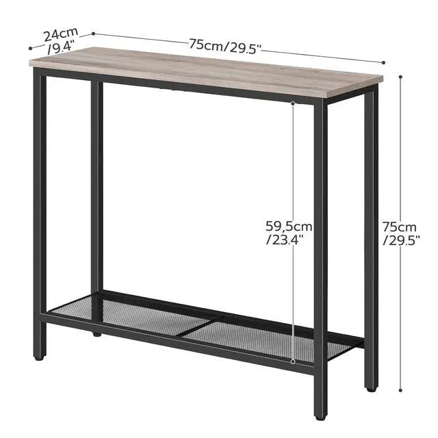 Alt view image 3 of 7 - 29.5" Narrow Console Table, Small Entryway Table with Shelf, 2 Tier Thin Sofa Table, Behind Couch Table, Side Table, for Hallway, Living Room, Bedroom, Greige and Black BG74XG01