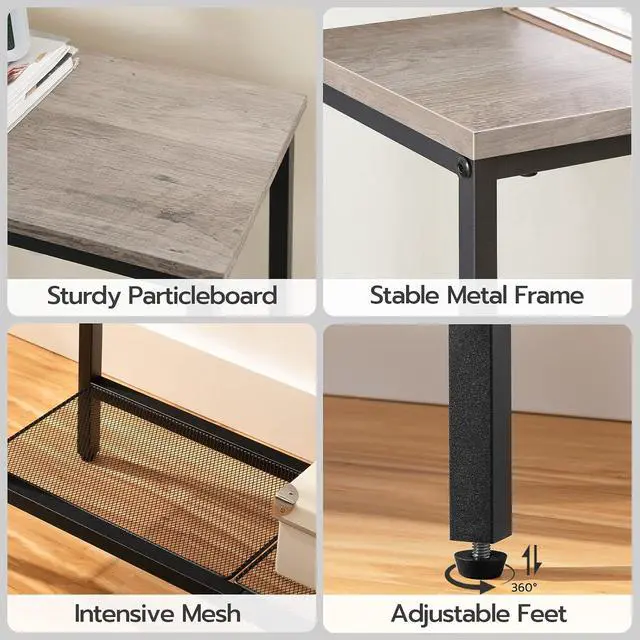 Alt view image 7 of 7 - 29.5" Narrow Console Table, Small Entryway Table with Shelf, 2 Tier Thin Sofa Table, Behind Couch Table, Side Table, for Hallway, Living Room, Bedroom, Greige and Black BG74XG01