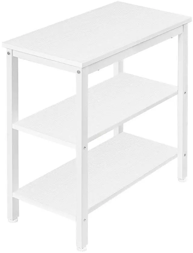 Main image of End Table, Simple Rustic Side Table with 3-Tier Storage Shelf, Narrow Nightstand for Small Spaces, Easy Assembly, for Living Room, Bedroom, Industrial Design, White WT14BZ01