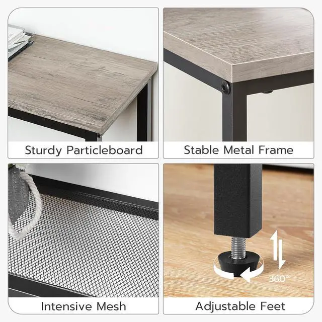 Alt view image 7 of 7 - 29.5" Narrow Console Table, 3-Tier Entryway Table, Thin Sofa Table with Shelves, Side Table, Display Table, for Hallway, Entrance, Living Room, Bedroom, Greige and Black BG73XG01