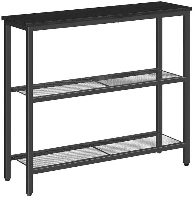 Main image of 29.5" Narrow Console Table, 3 Tier Entryway Table with Shelves, Thin Sofa Table, Behind Couch Table, Display Side Table, for Hallway, Entrance, Living Room, Black BB73XG01