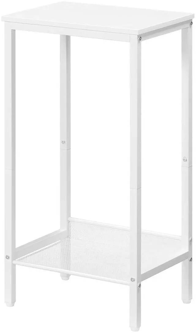 Main image of Tall Side Table, Industrial End Telephone Table with Adjustable Mesh Shelves, Small Tall Nightstand for Living Room, Bedroom, Entryway, Office, White WW03DH01